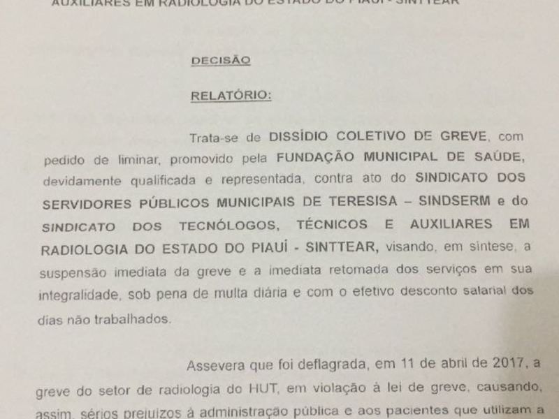 Decretada a ilegalidade da greve do setor de radiologia do HUT