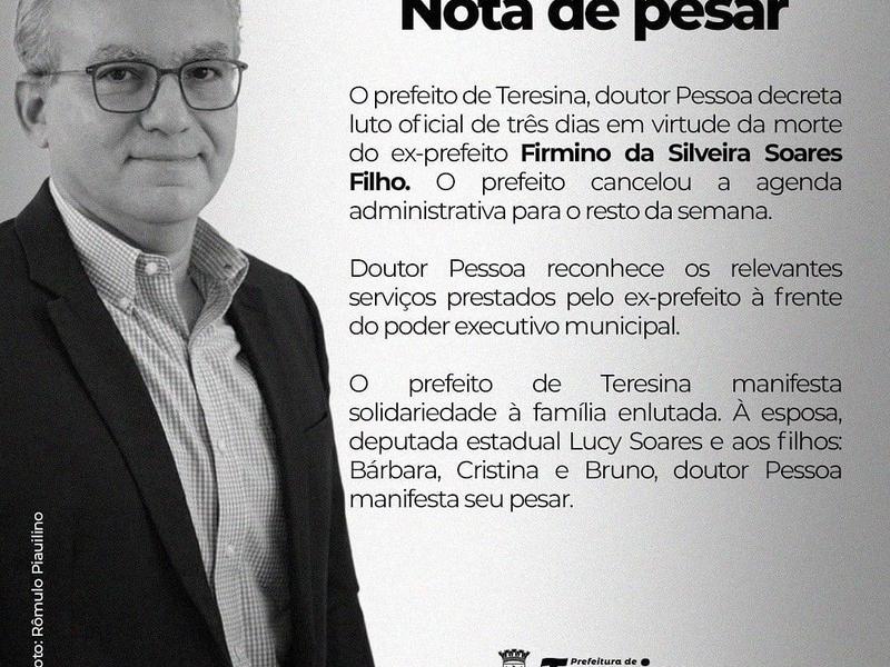 NOTA DE PESAR - Ex-prefeito Firmino Filho