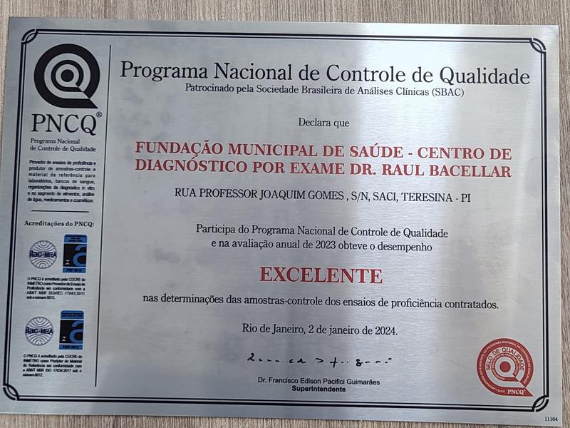 Laboratório Raul Bacellar recebe certificação de excelência do PNCQ